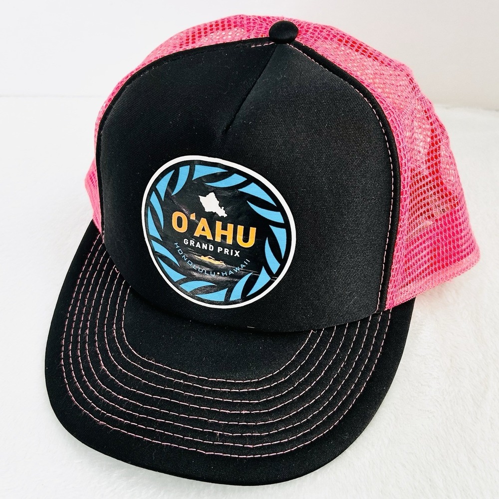 O'ahu Grand Prix Honolulu Hawaii Foam Trucker Hatโ Cap Snapback Black Outdoors